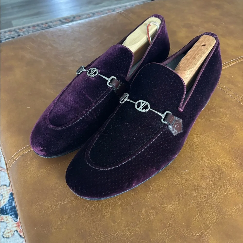 Louis Vuitton Velvet Loafers in Deep Purple - Picture 1 of 8